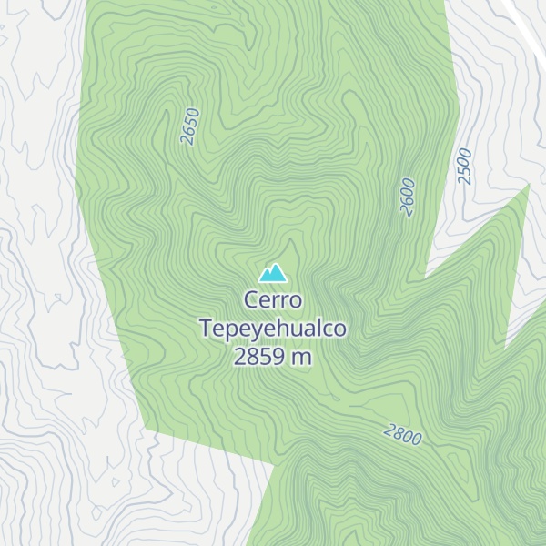 Map of Cerro Tepeyehualco