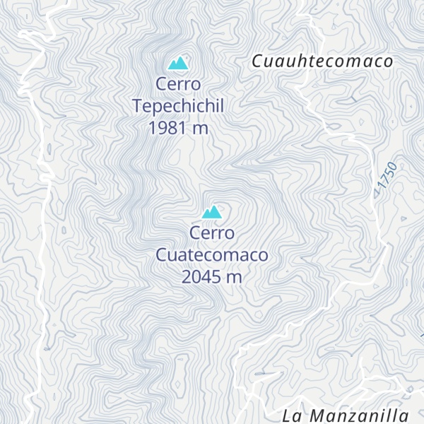 Map of Cerro Cuatecomaco