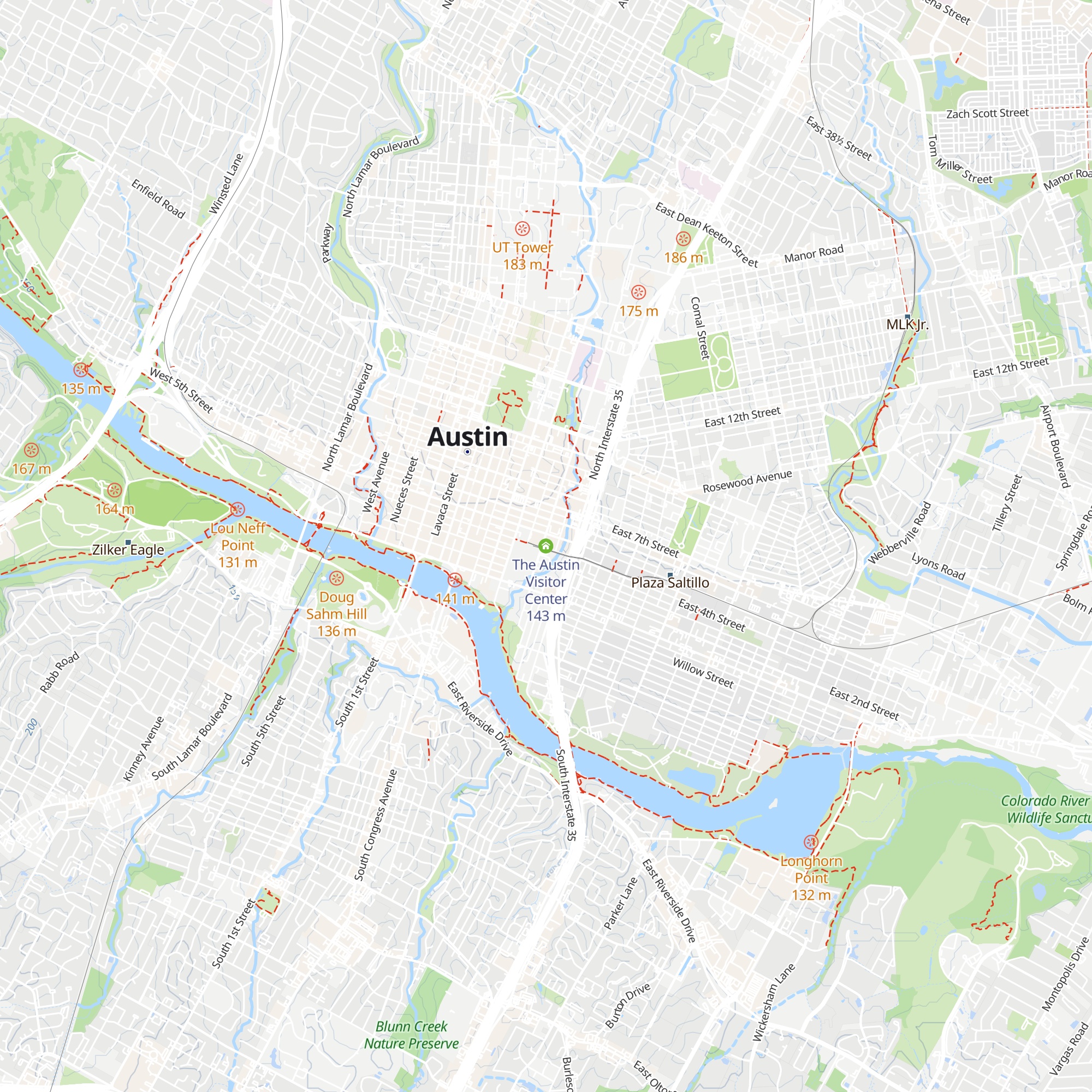 The Austin Visitor Center map