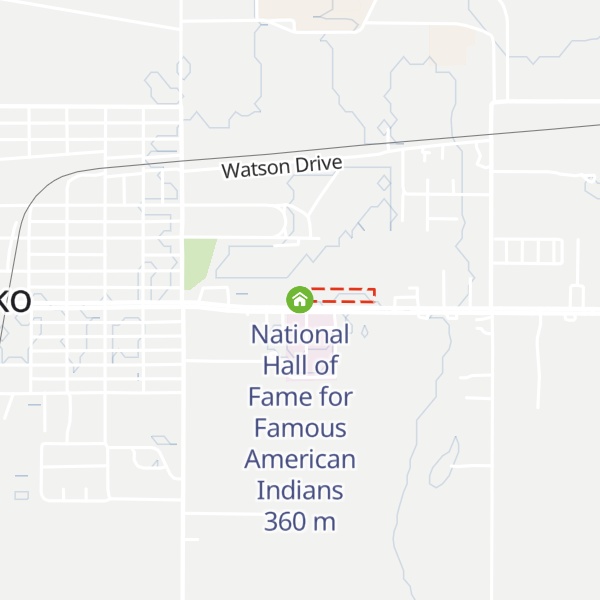 Map of National Hall of Fame for Famous American Indians