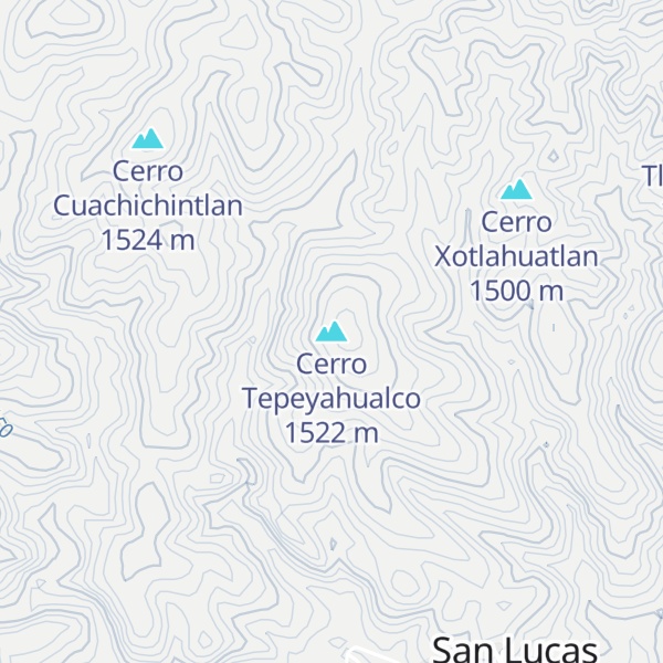 Map of Cerro Tepeyahualco