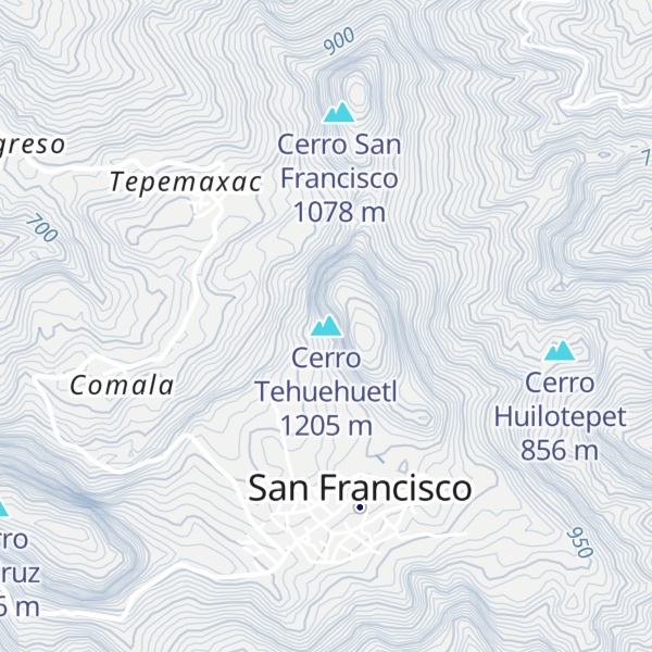 Map of Cerro Tehuehuetl