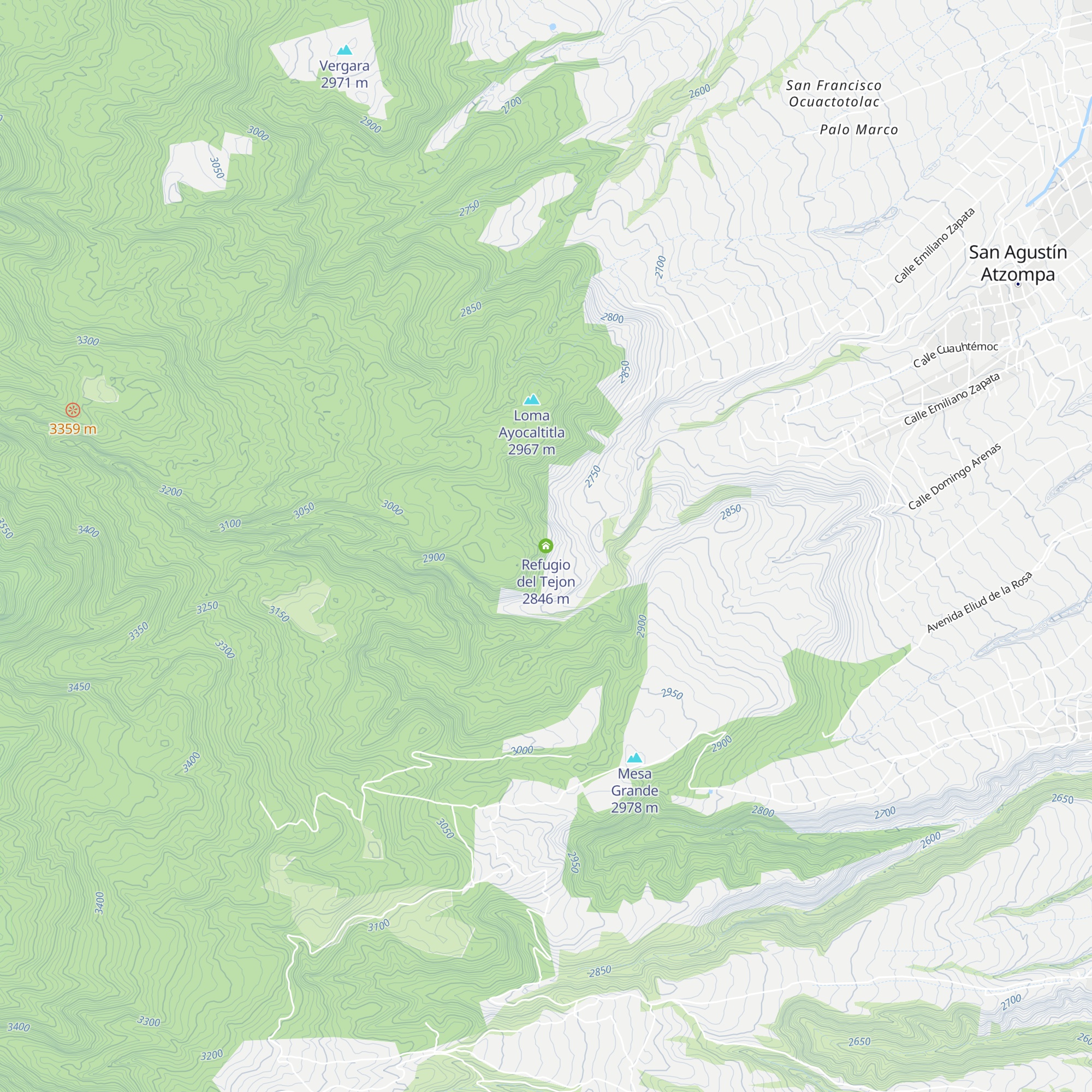 Refugio del Tejon map