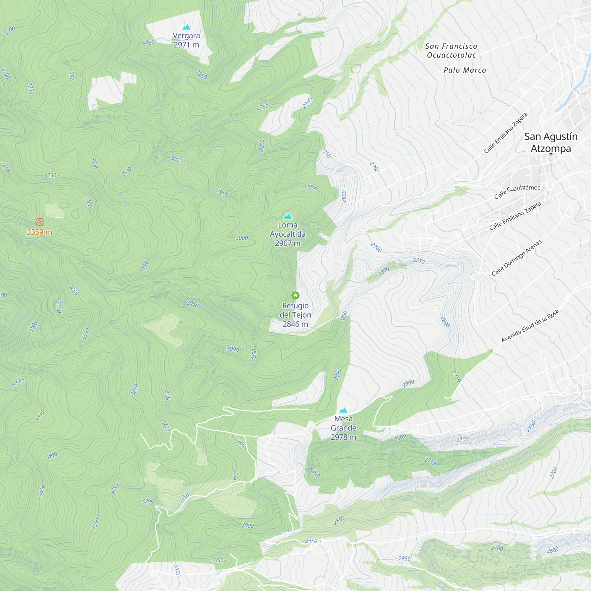 Refugio del Tejon map