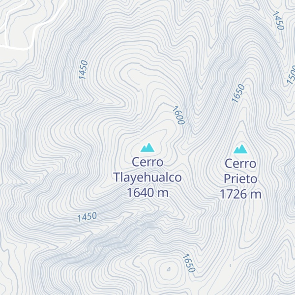 Map of Cerro Tlayehualco