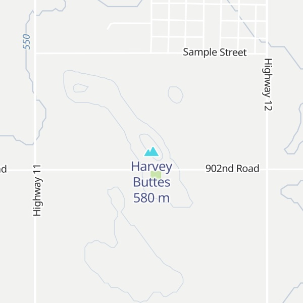 Map of Harvey Buttes