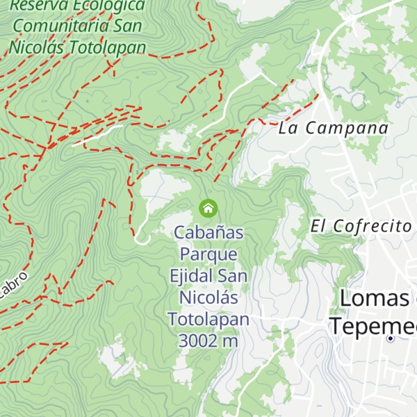 Map of Cabañas Parque Ejidal San Nicolás Totolapan