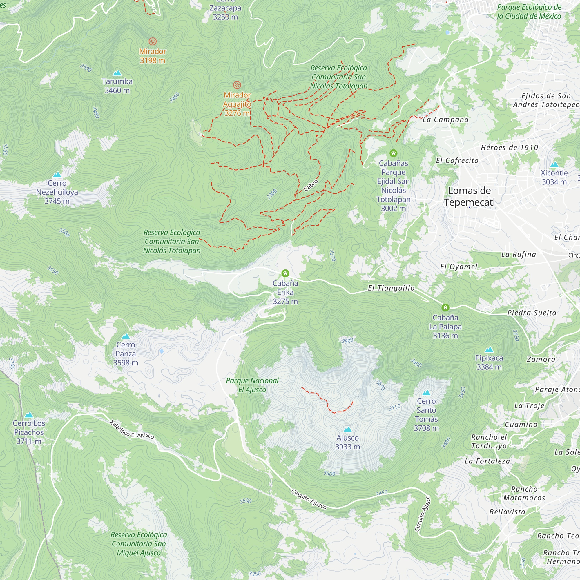 Albergue Alpino Ajusco map