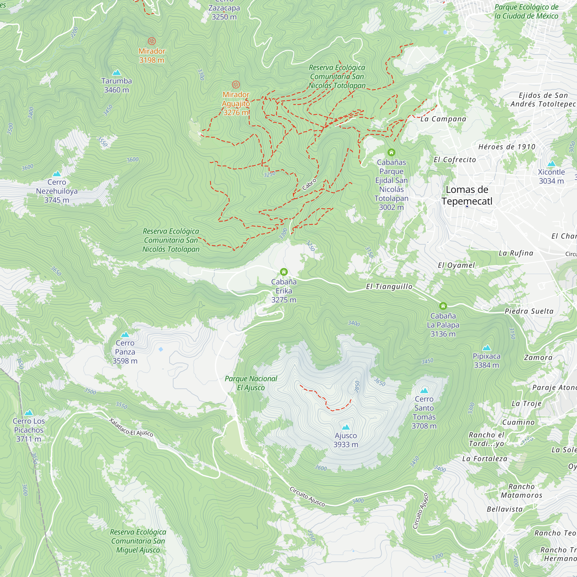 Albergue Alpino Ajusco map