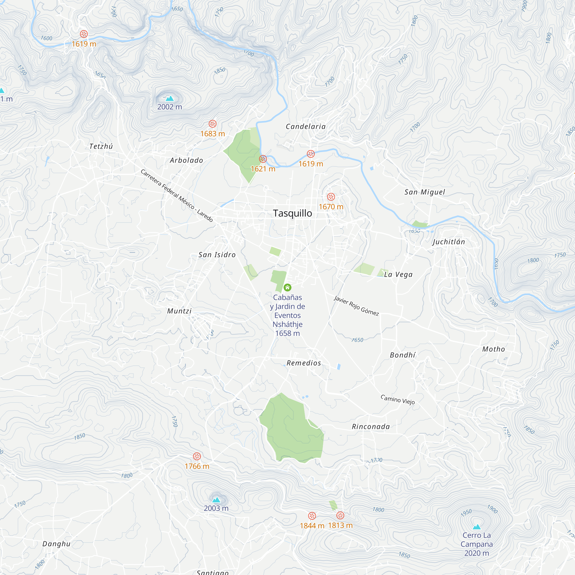 Cabañas y Jardin de Eventos Nsháthje map