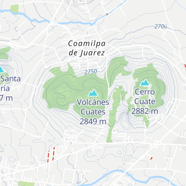 Map of Volcánes Cuates