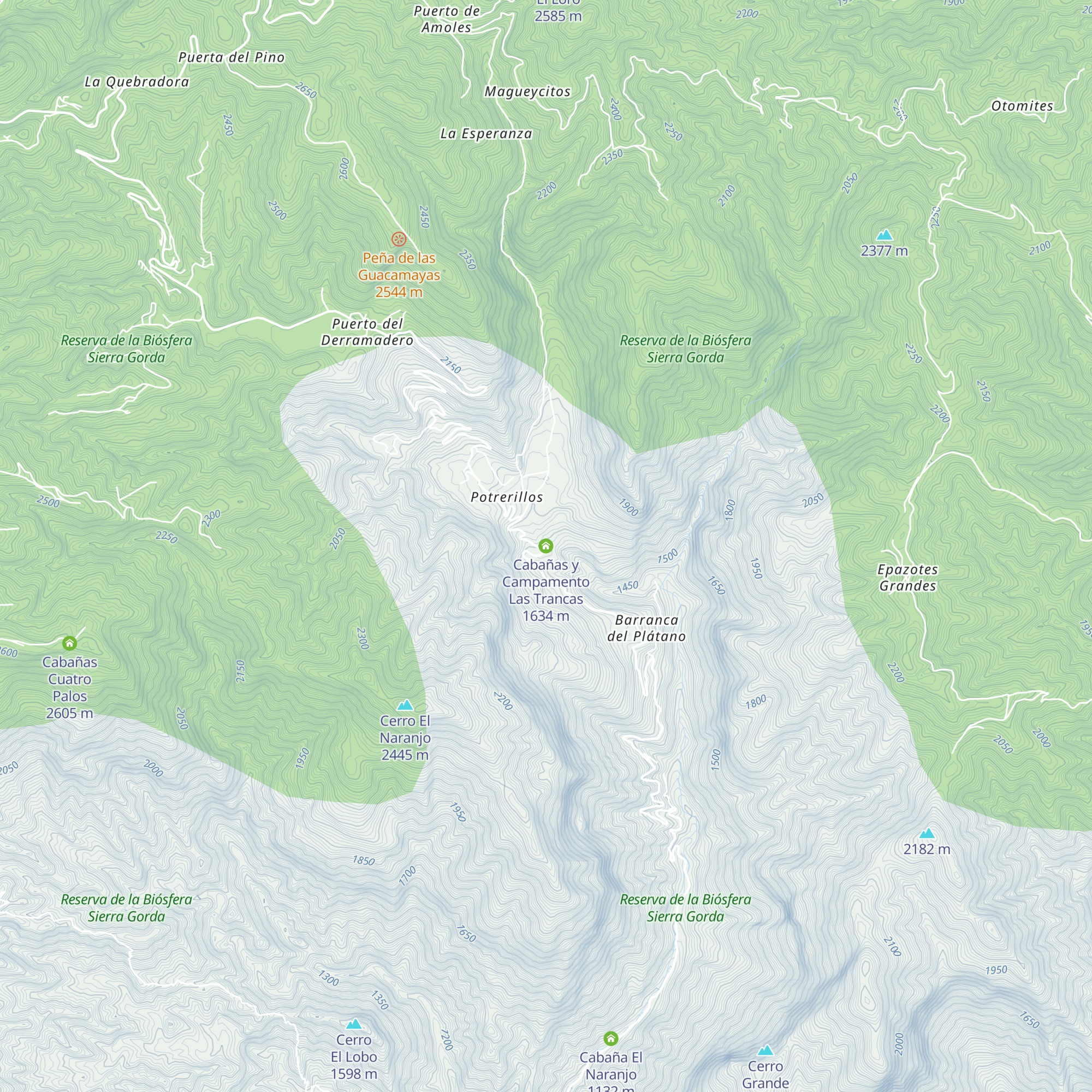 Cabañas y Campamento Las Trancas map