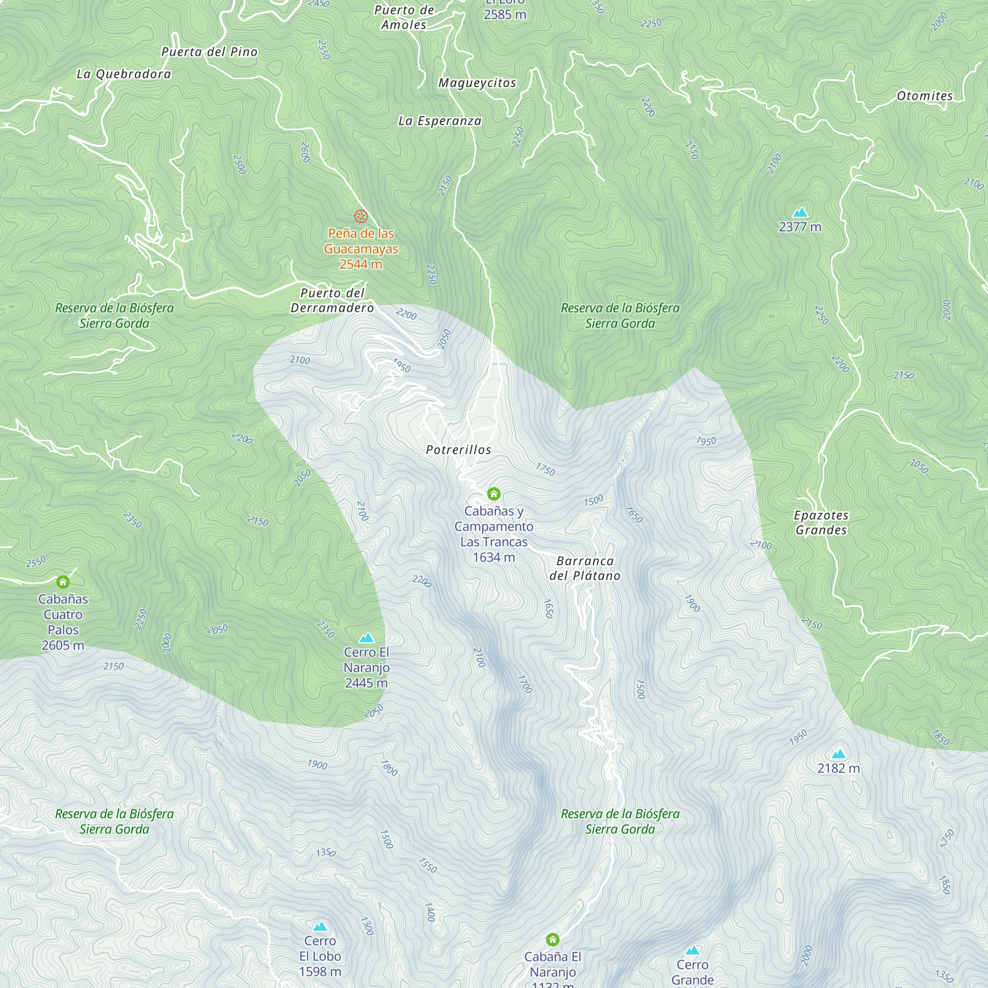 Cabañas y Campamento Las Trancas map
