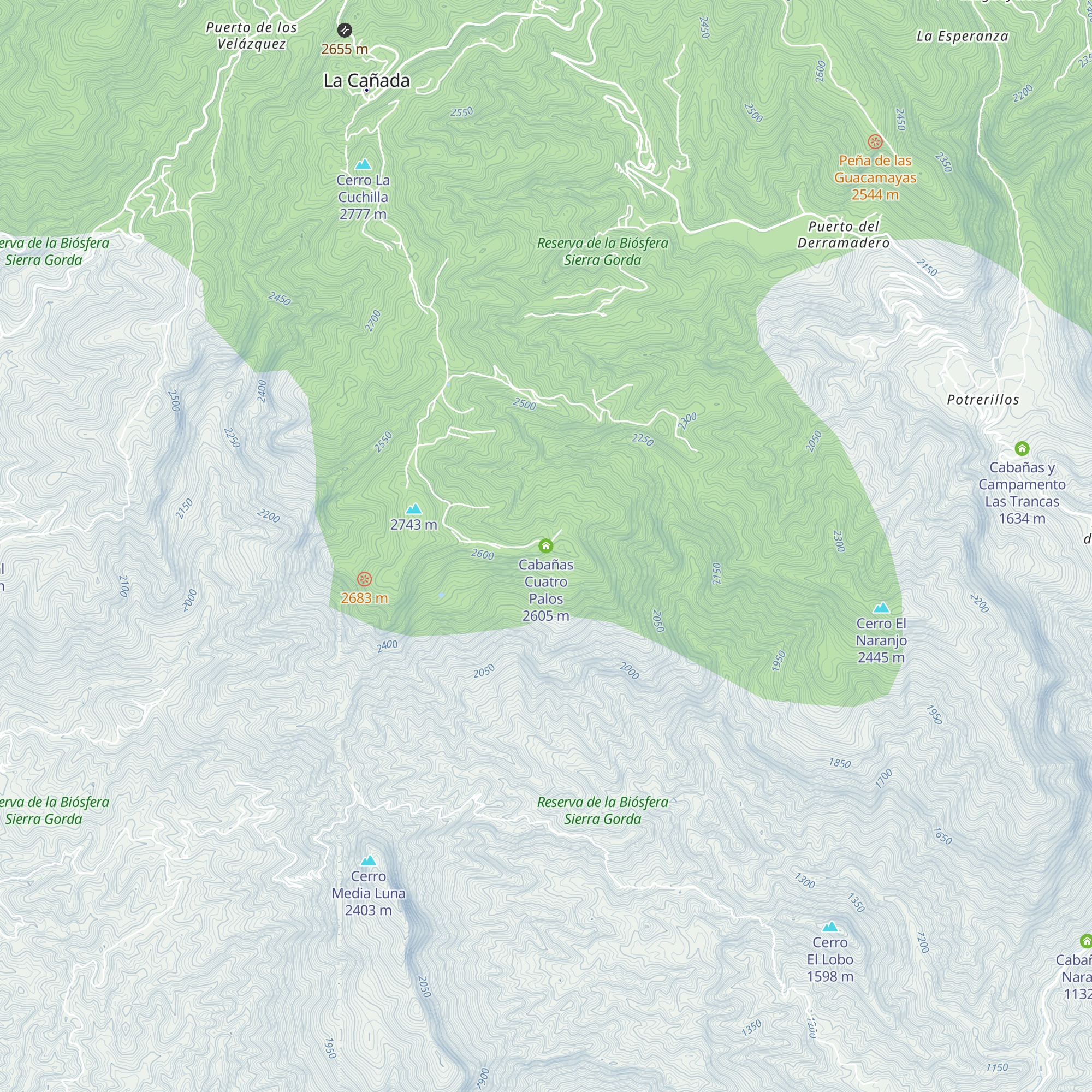 Cabañas Cuatro Palos map