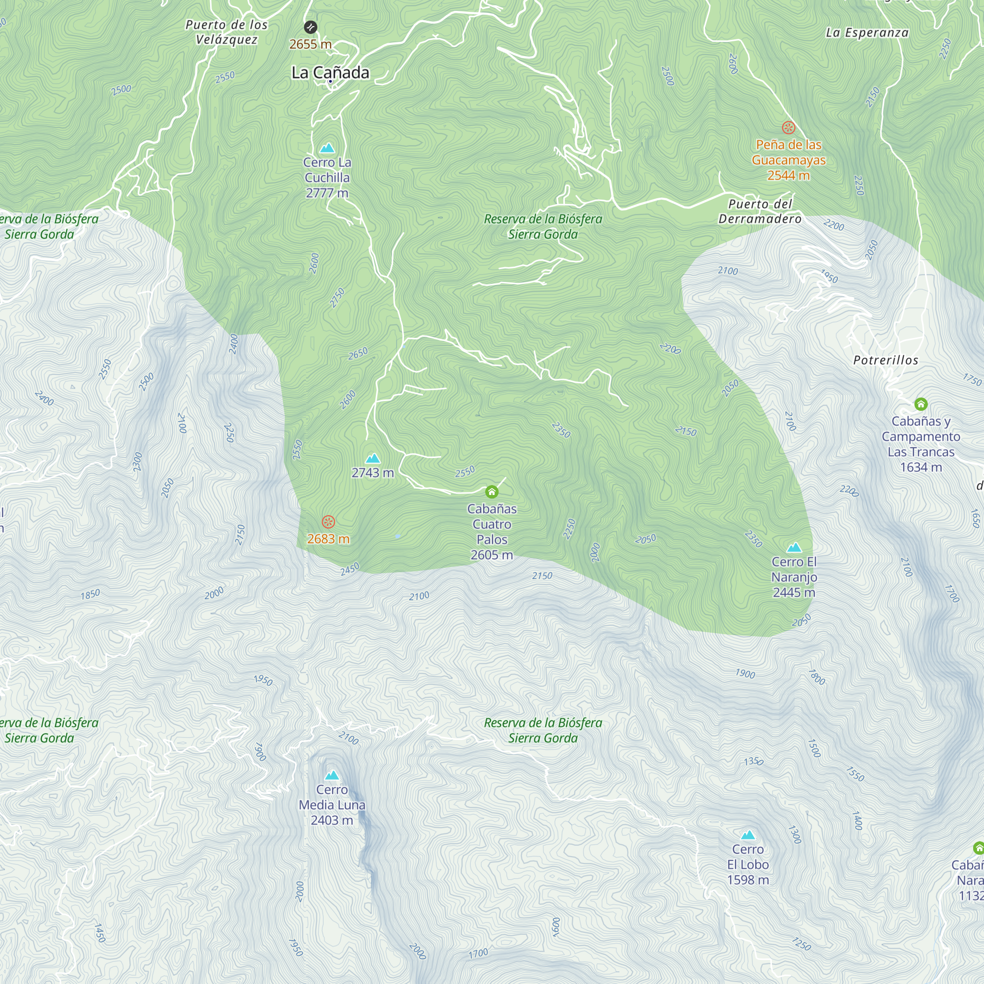 Cabañas Cuatro Palos map