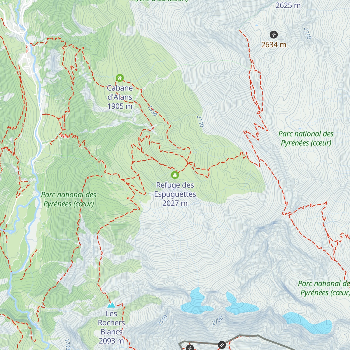 Refuge des Espuguettes map