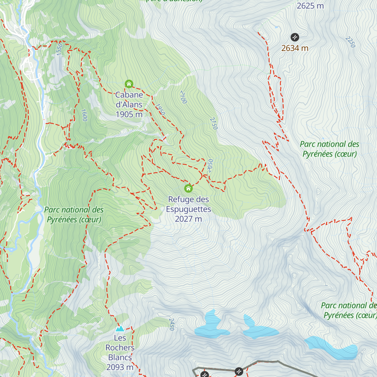 Refuge des Espuguettes map