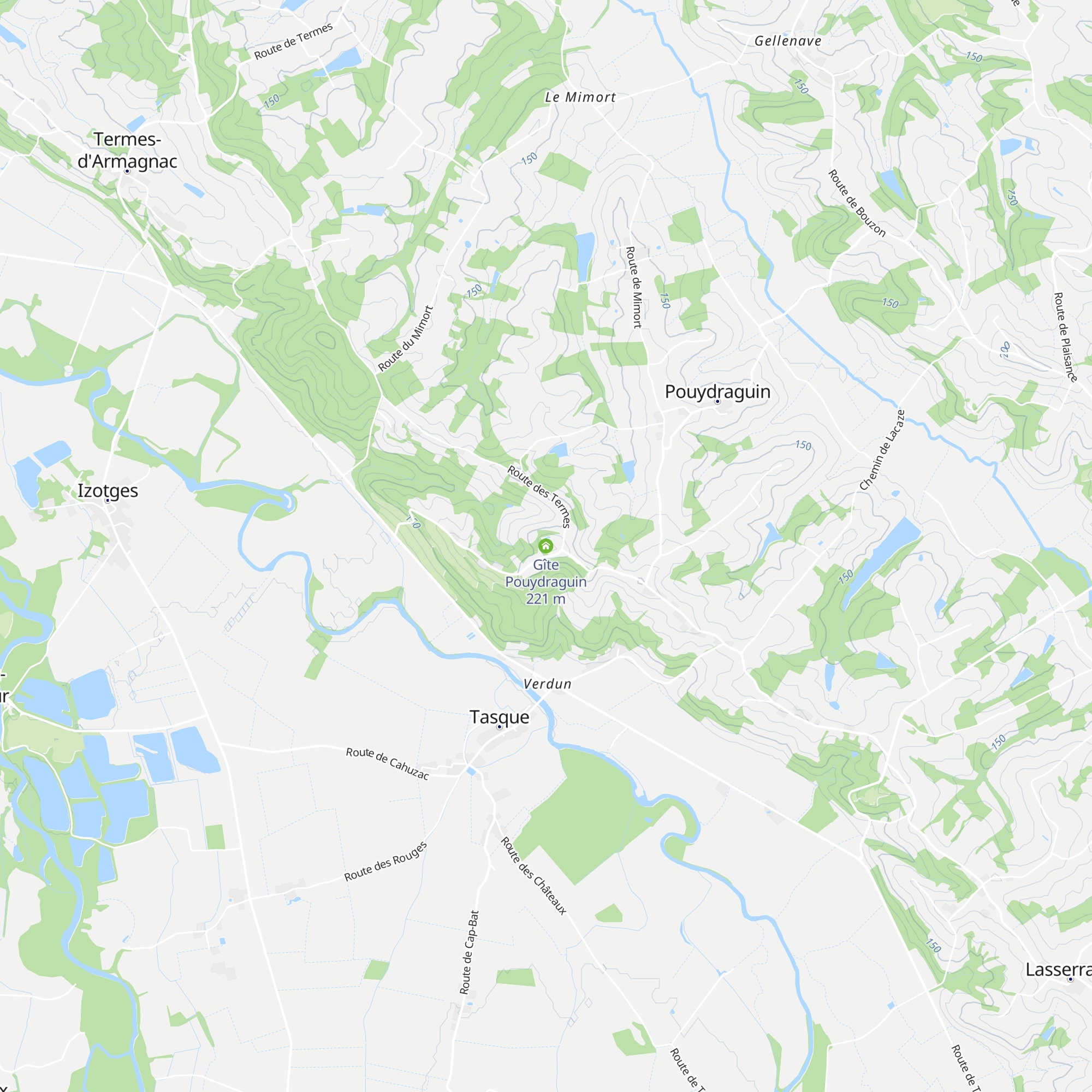 Gîte Pouydraguin map