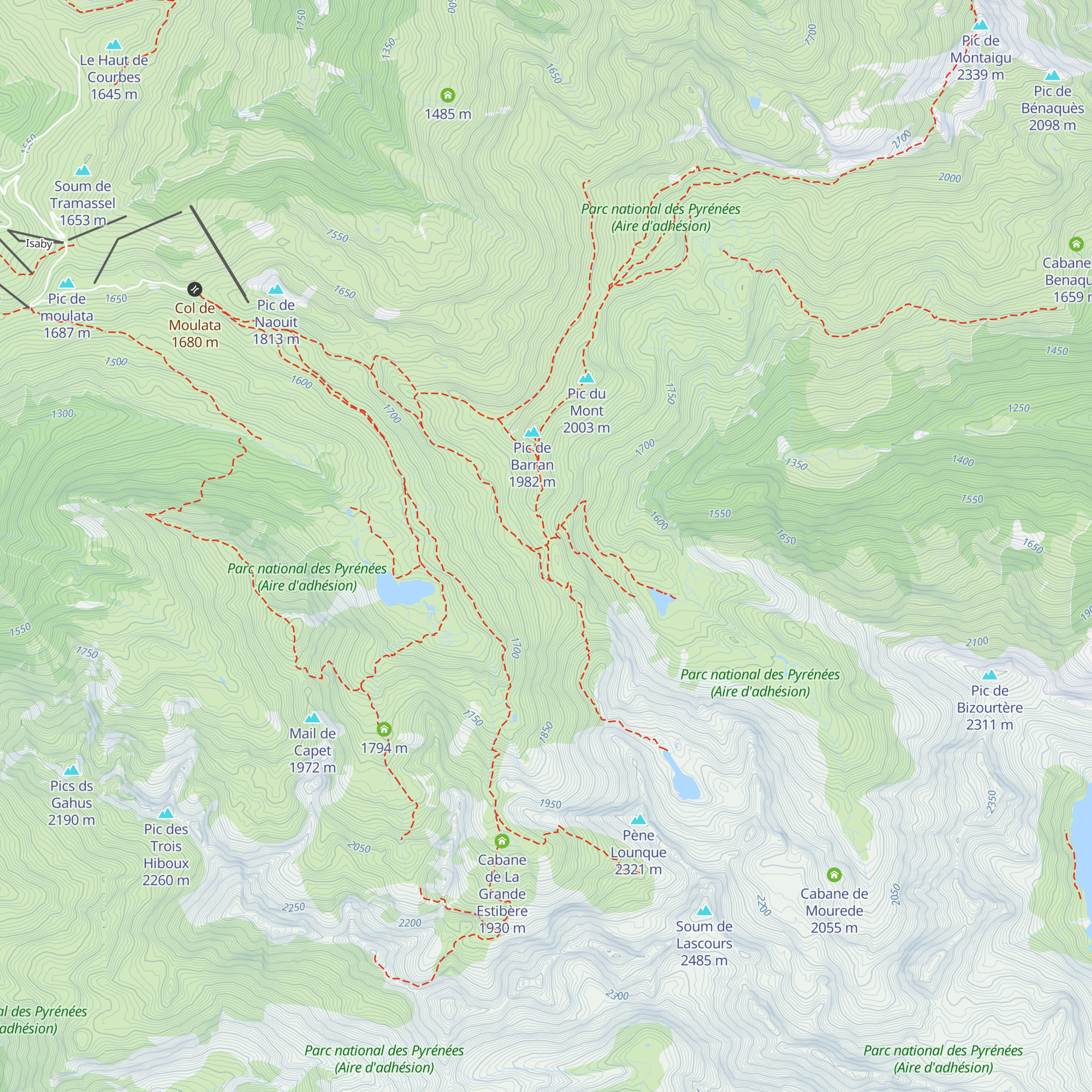 Cabane de la Hourquette d'Ouscouaou map