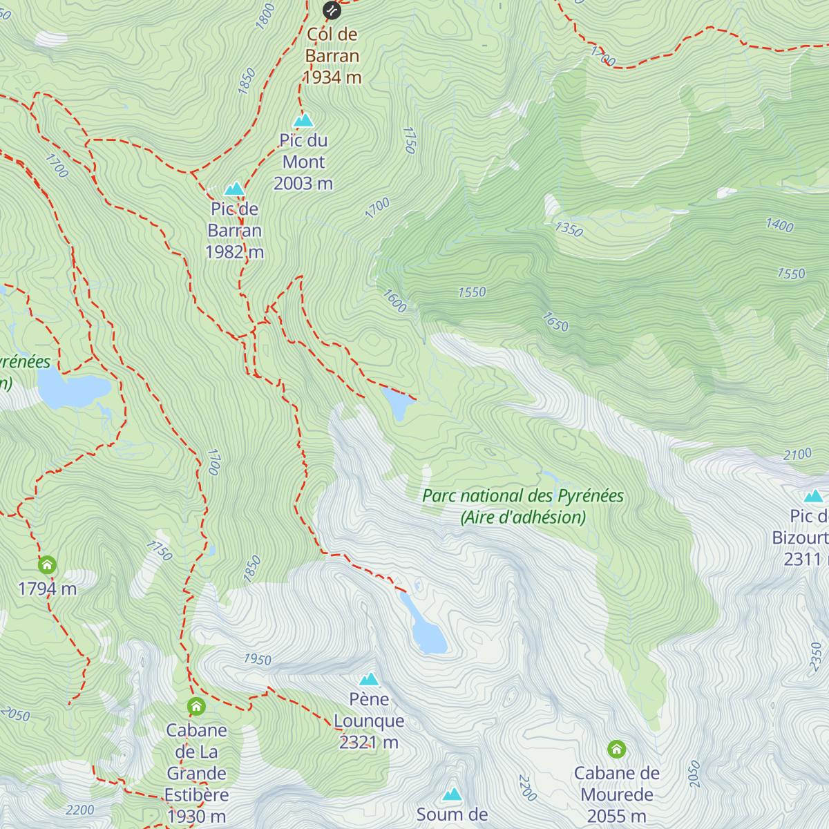 Cabane du Lac d'Ourrec map