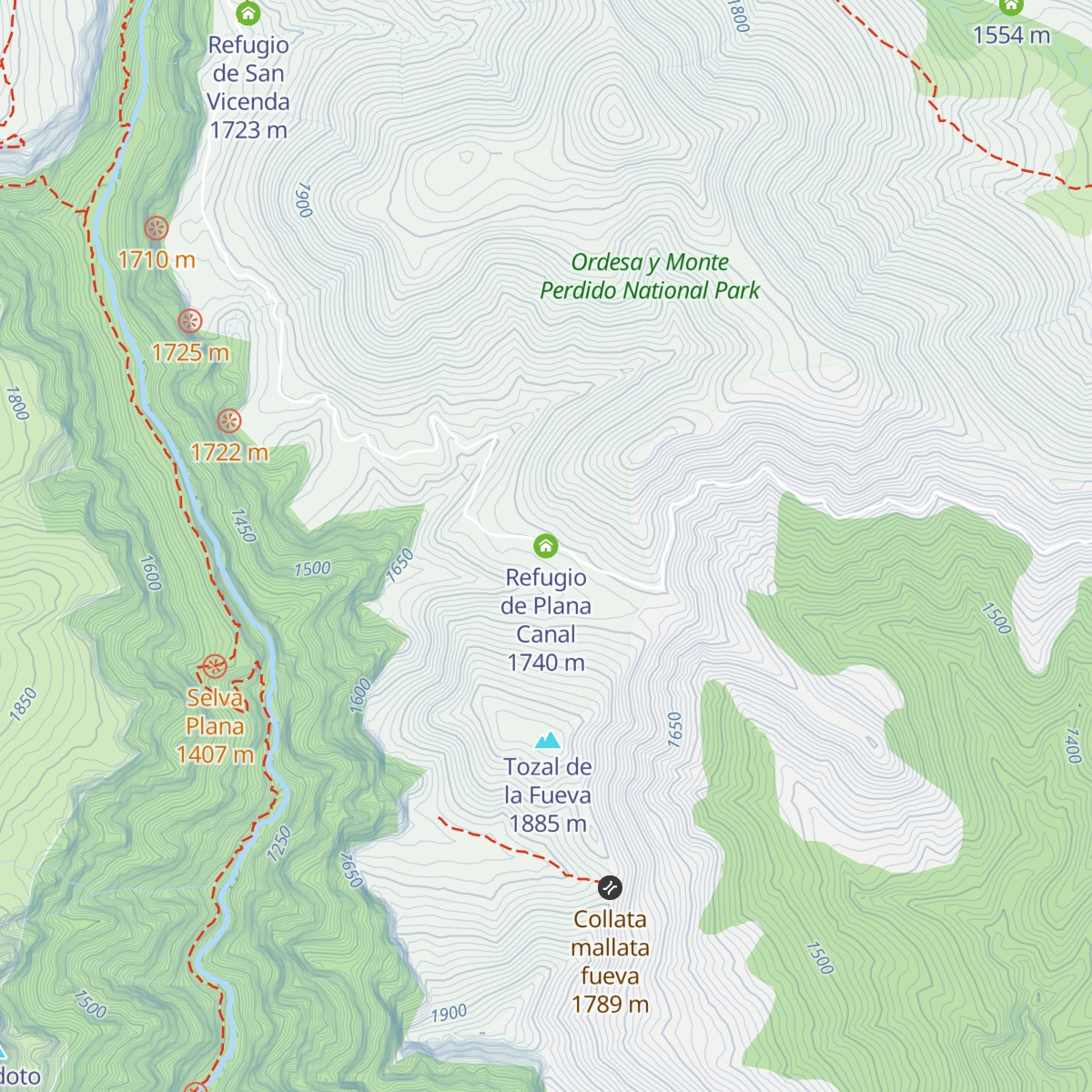 Refugio de Plana Canal map