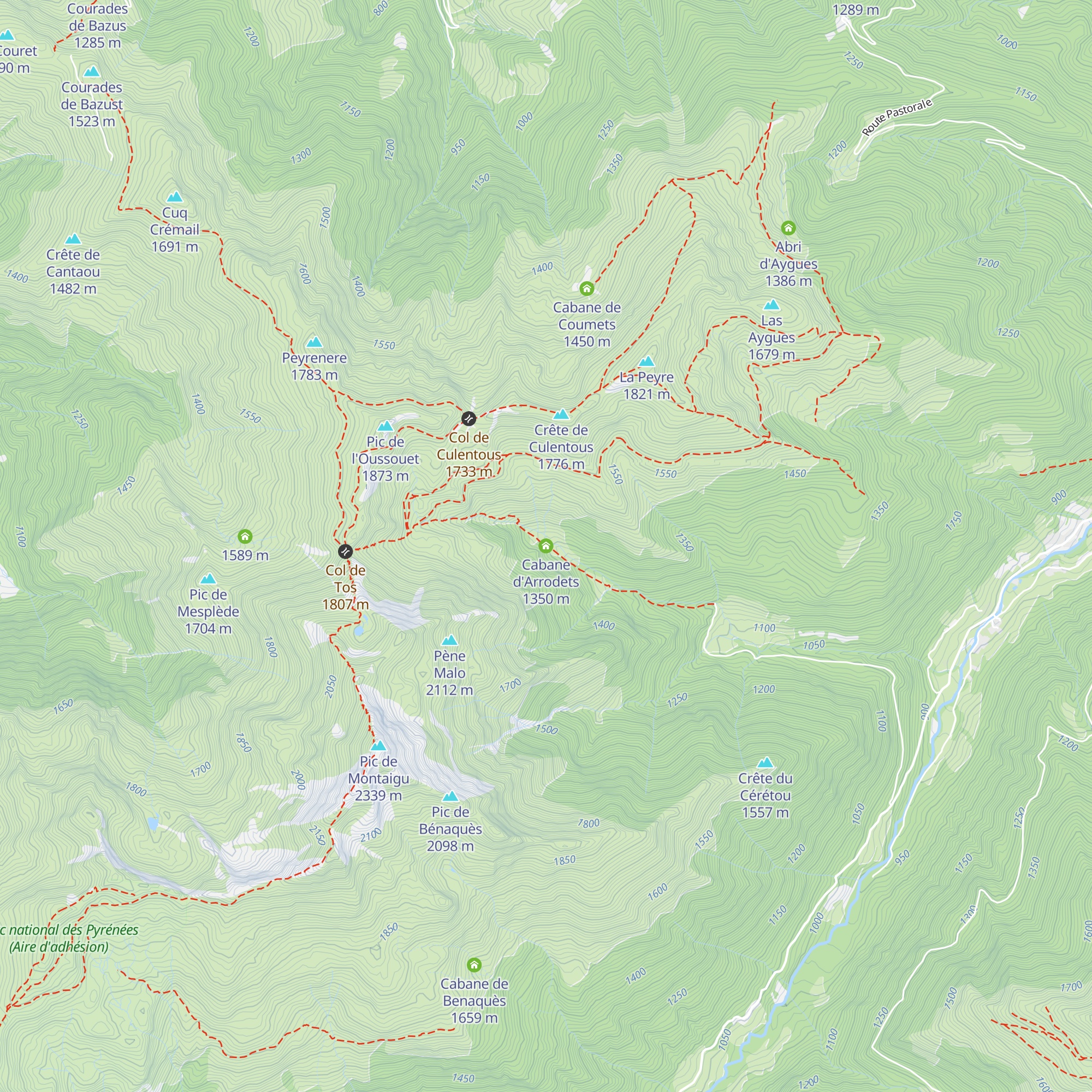 Cabane d'Arrodets map