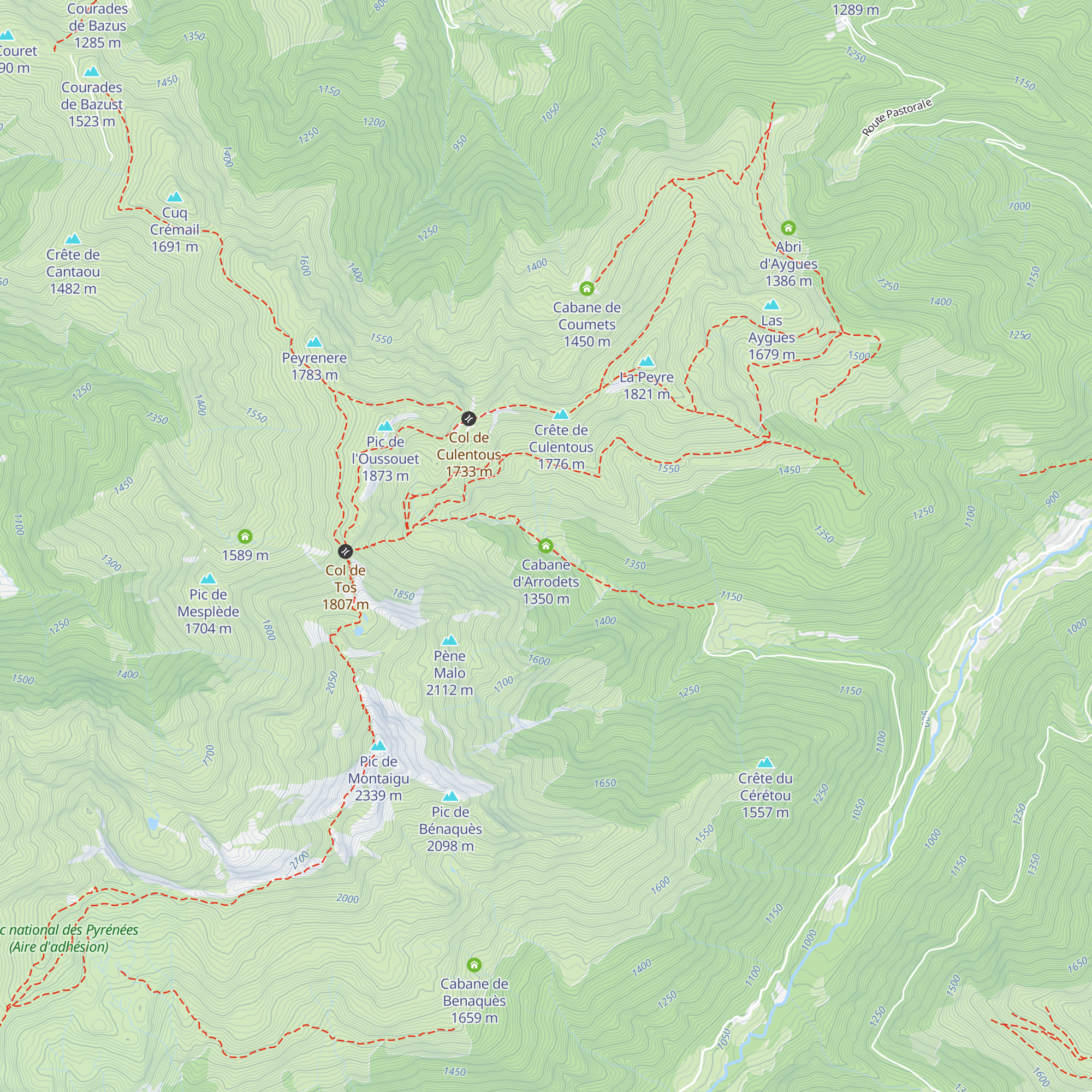 Cabane d'Arrodets map