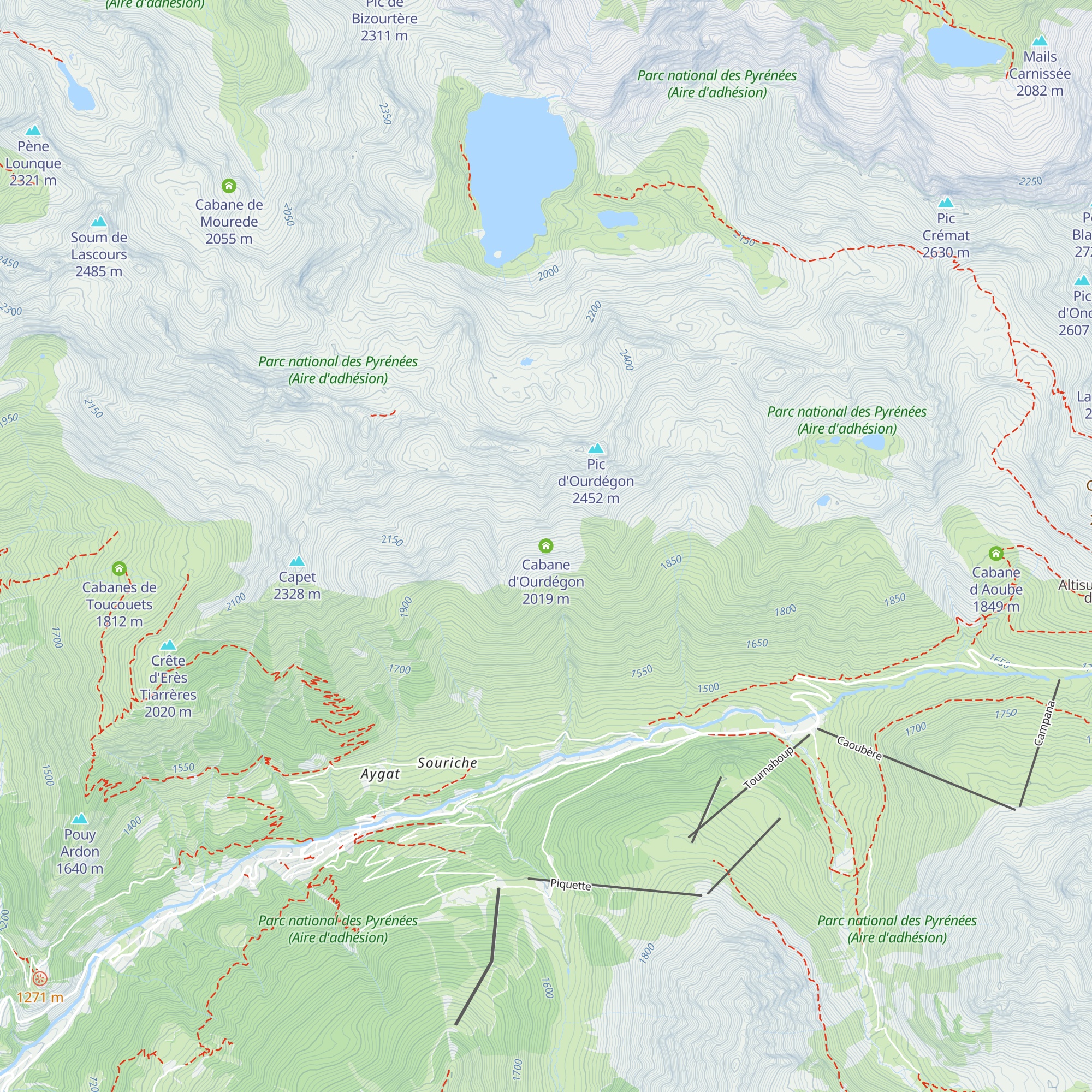Cabane d'Ourdégon map