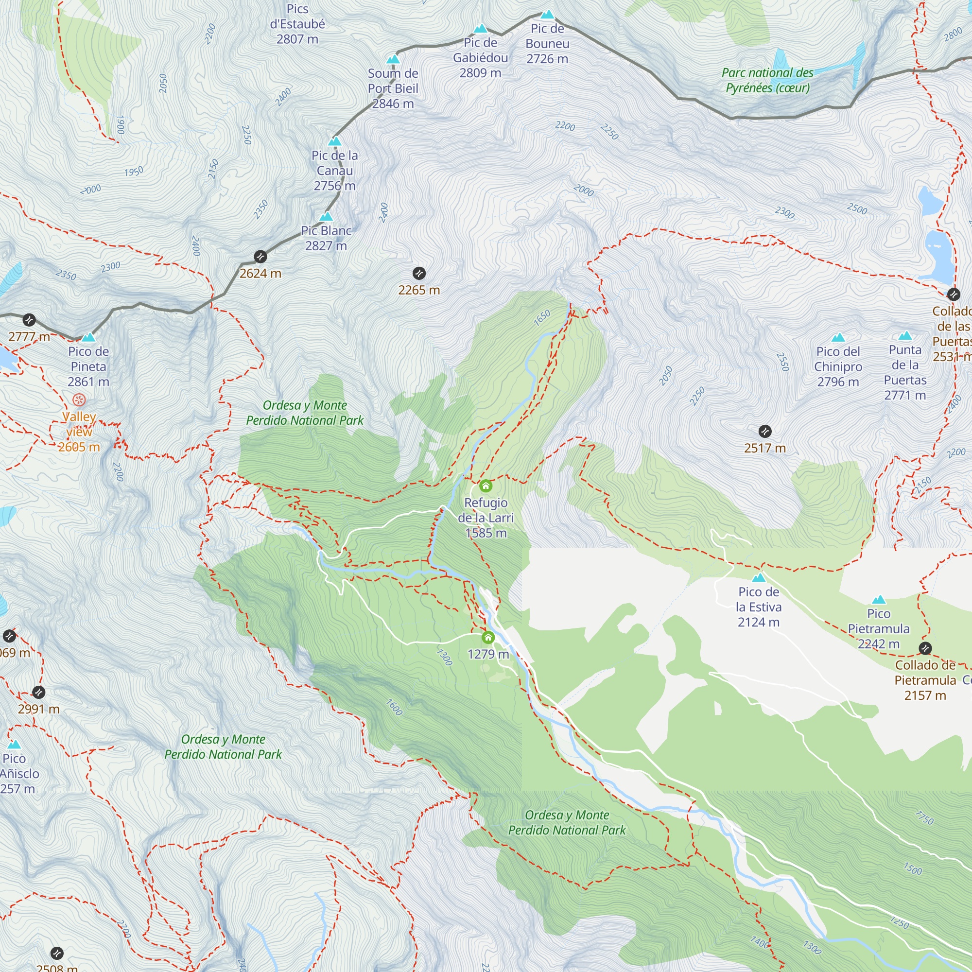 Refugio de la Larri map