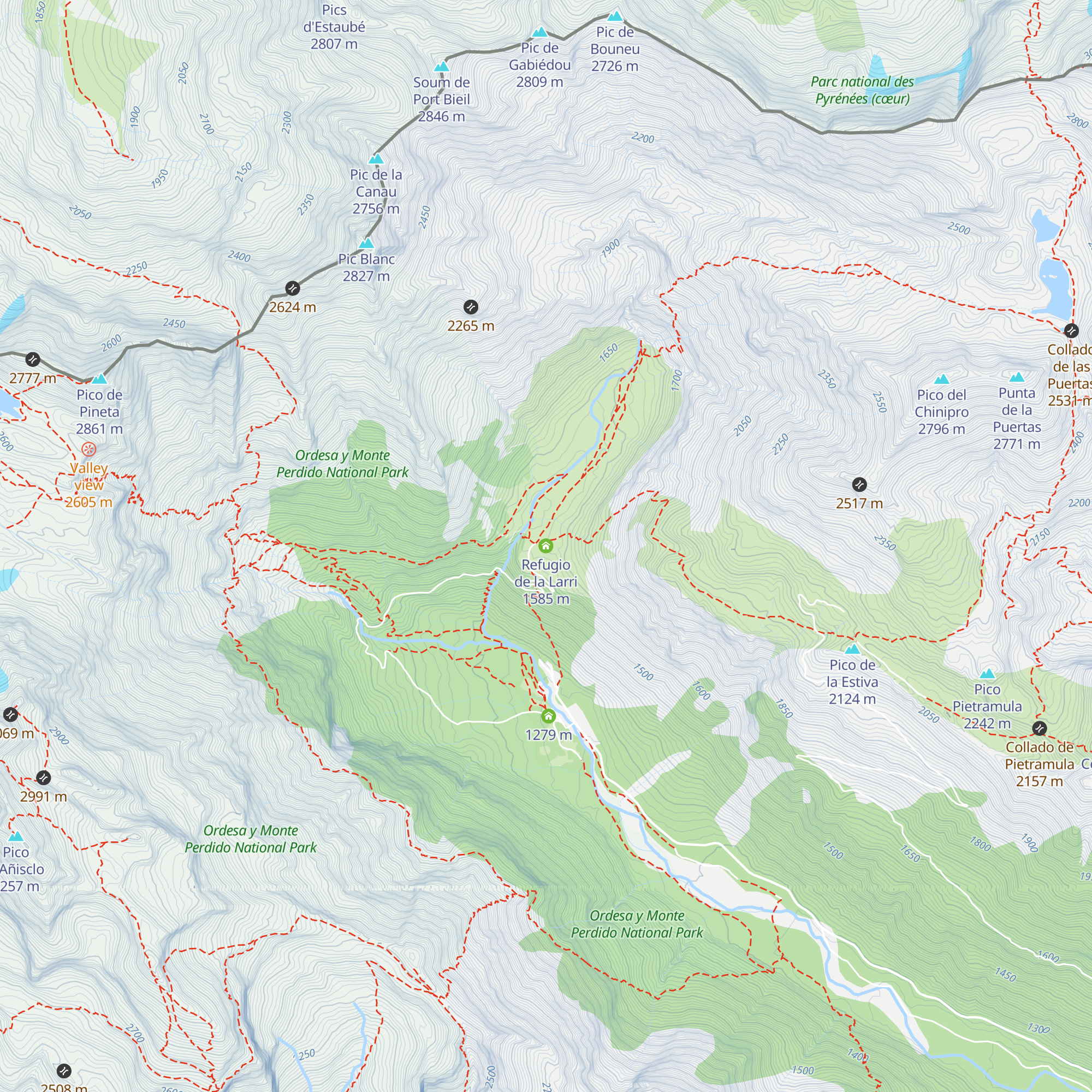 Refugio de la Larri map