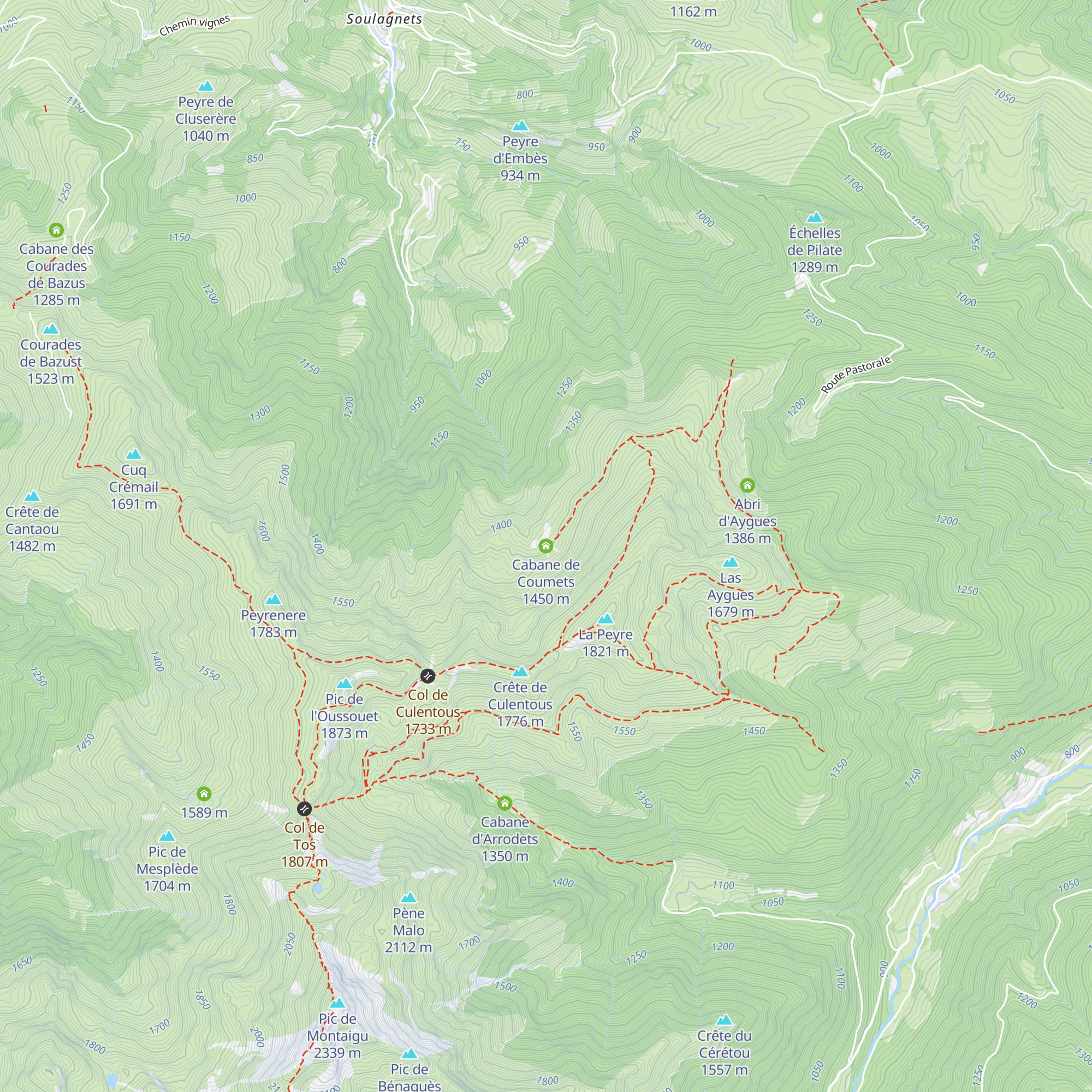 Cabane de Coumets map