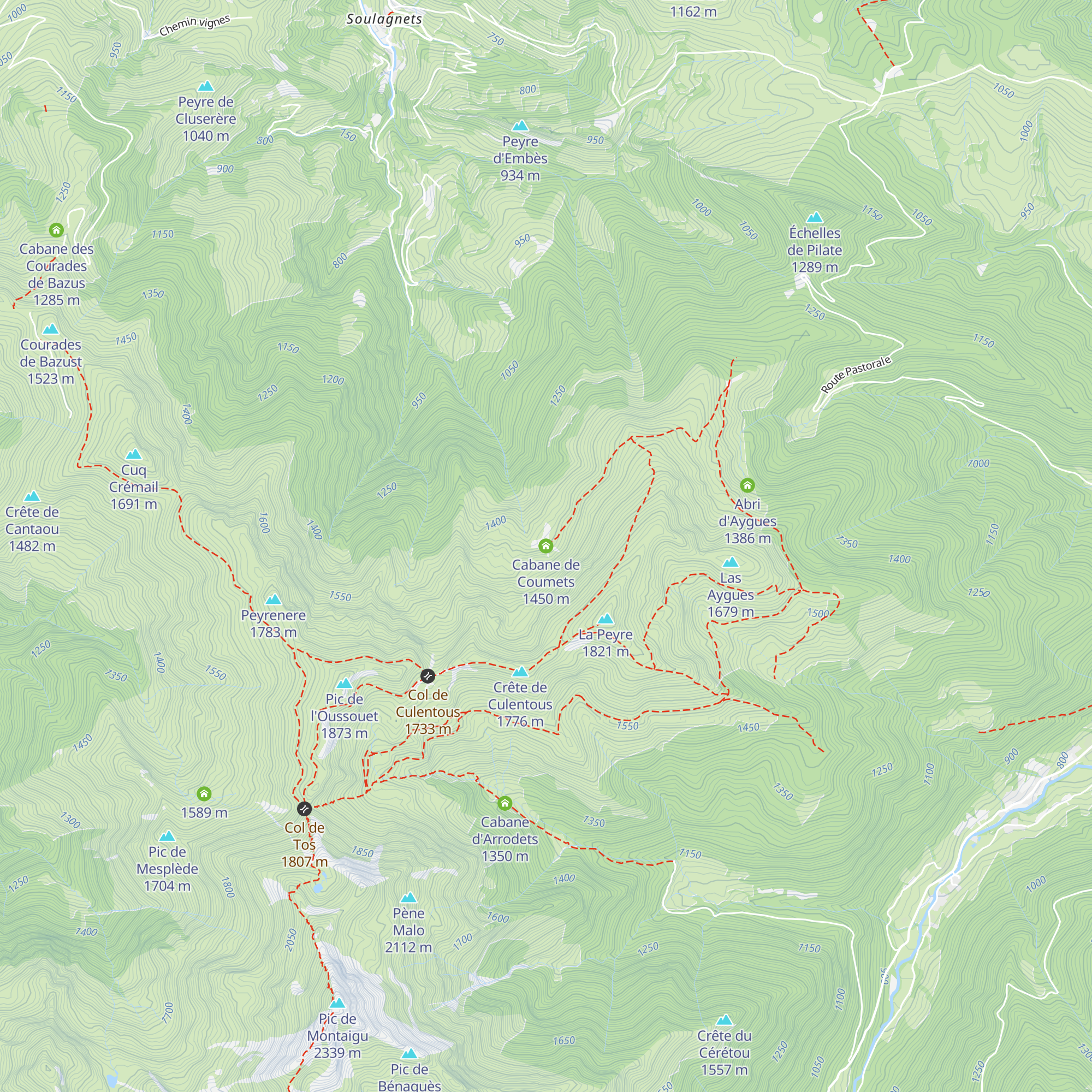 Cabane de Coumets map
