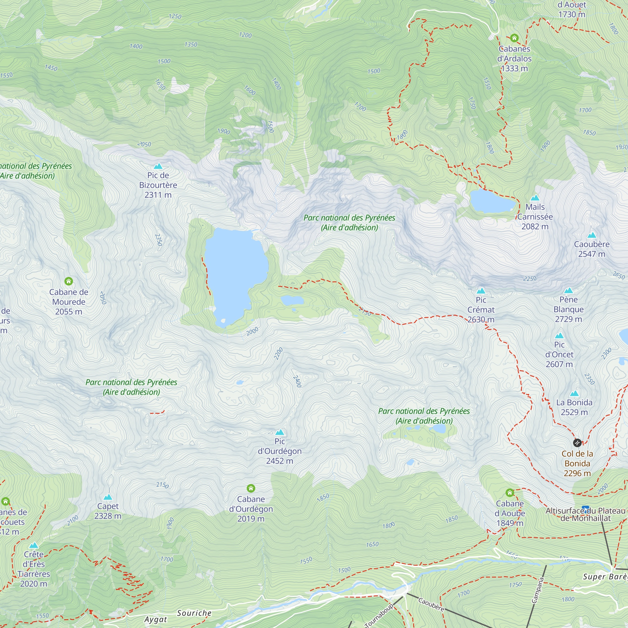 Cabanes du Lacquet map