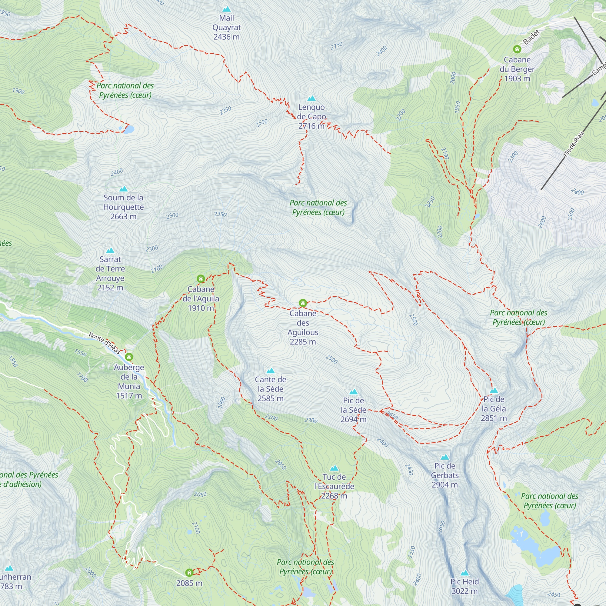 Cabane des Aguilous map