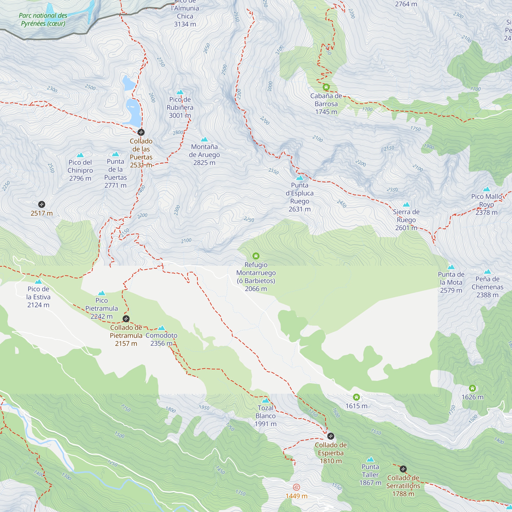 Refugio Montarruego (ó Barbietos) map