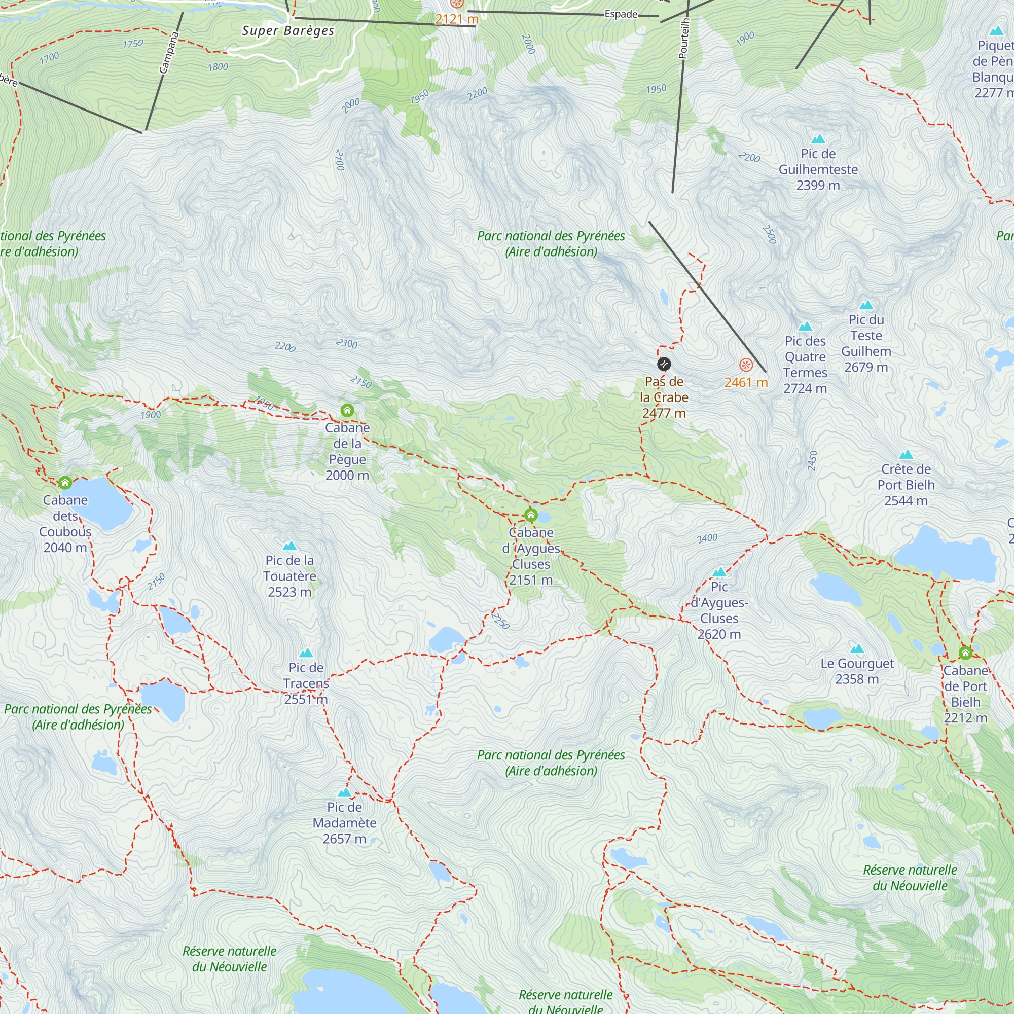Refuge d'Aygues-Cluses map