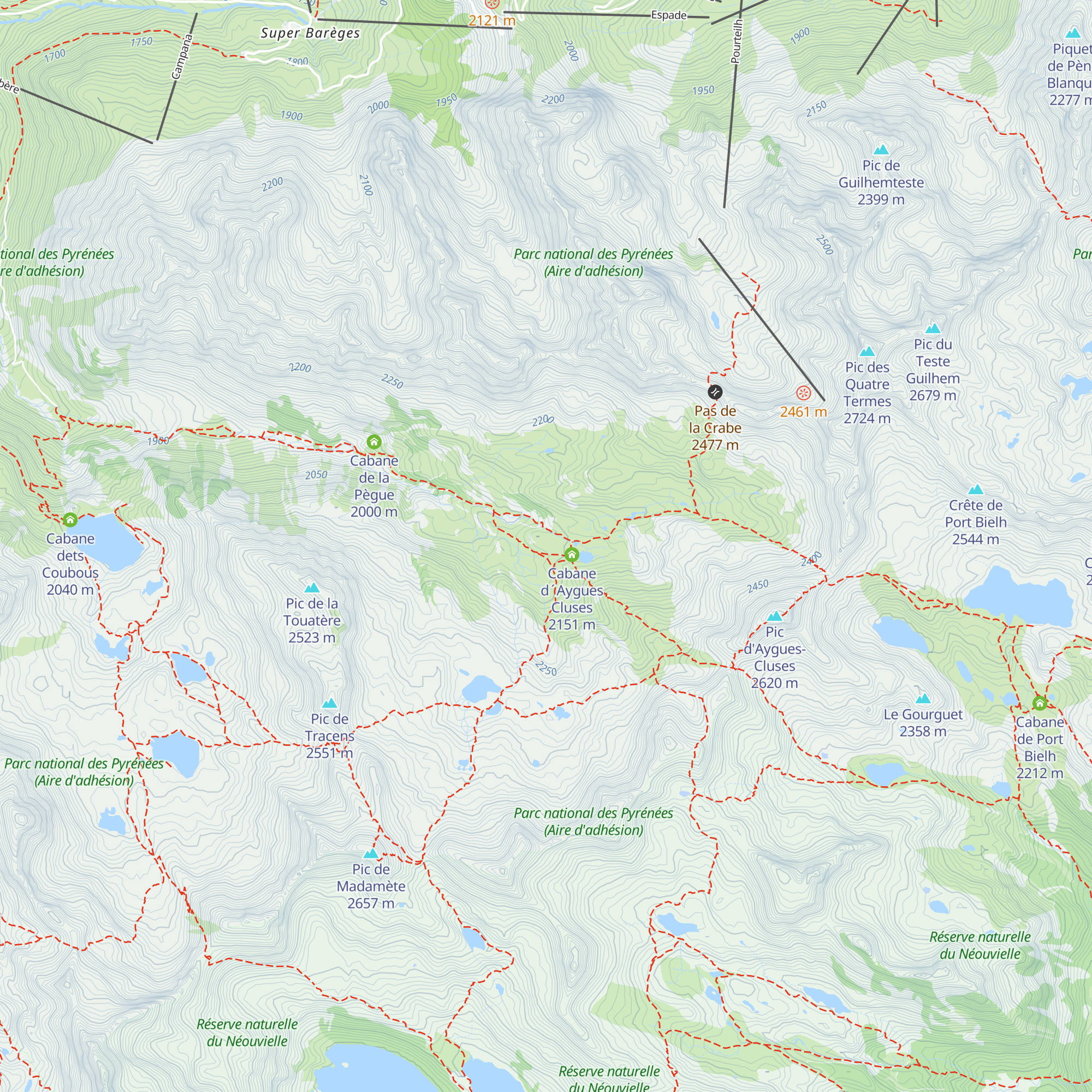 Refuge d'Aygues-Cluses map