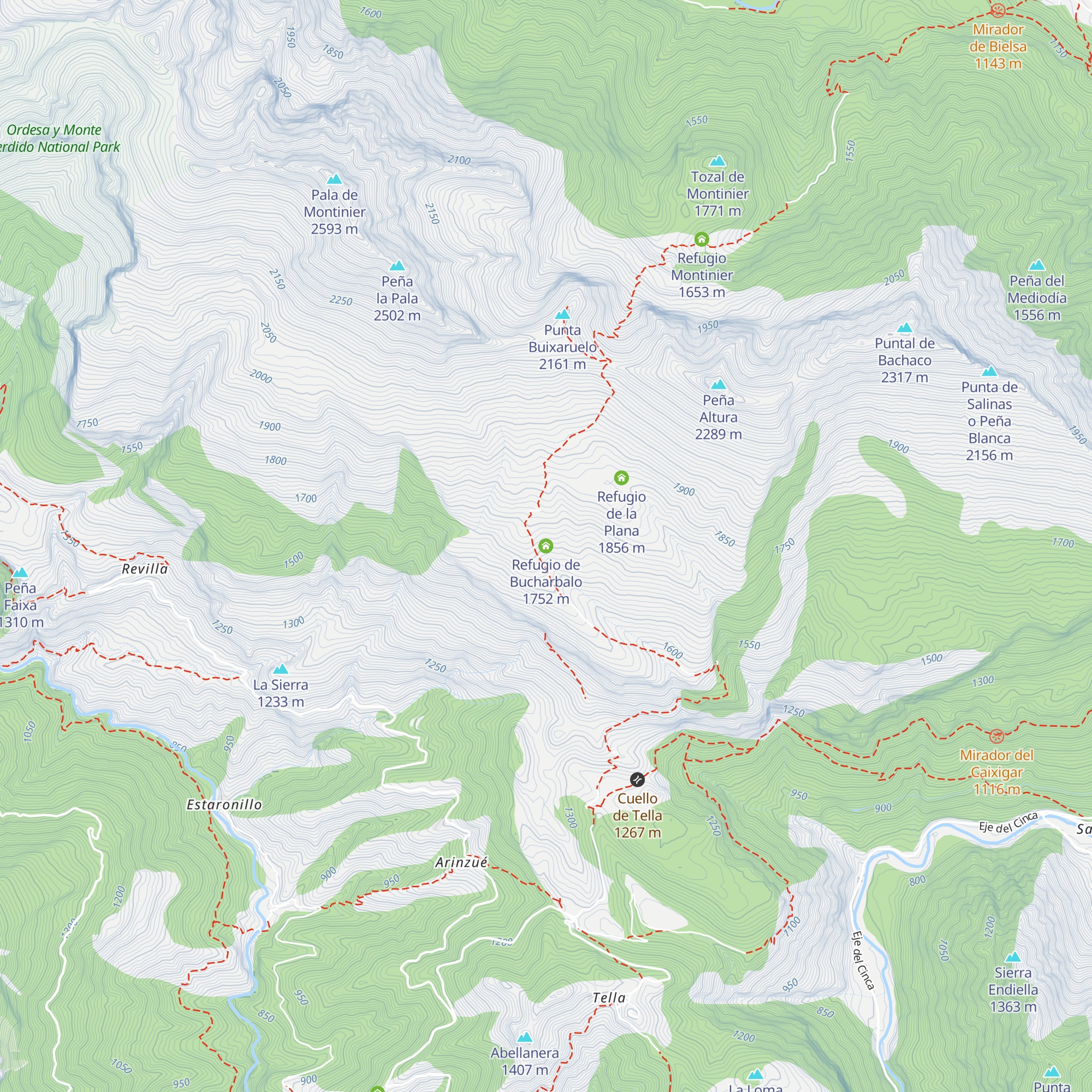 Refugio de Bucharbalo map