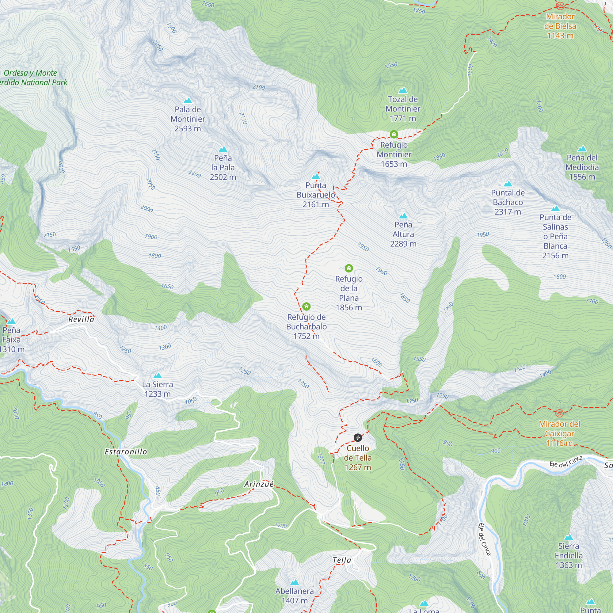 Refugio de Bucharbalo map