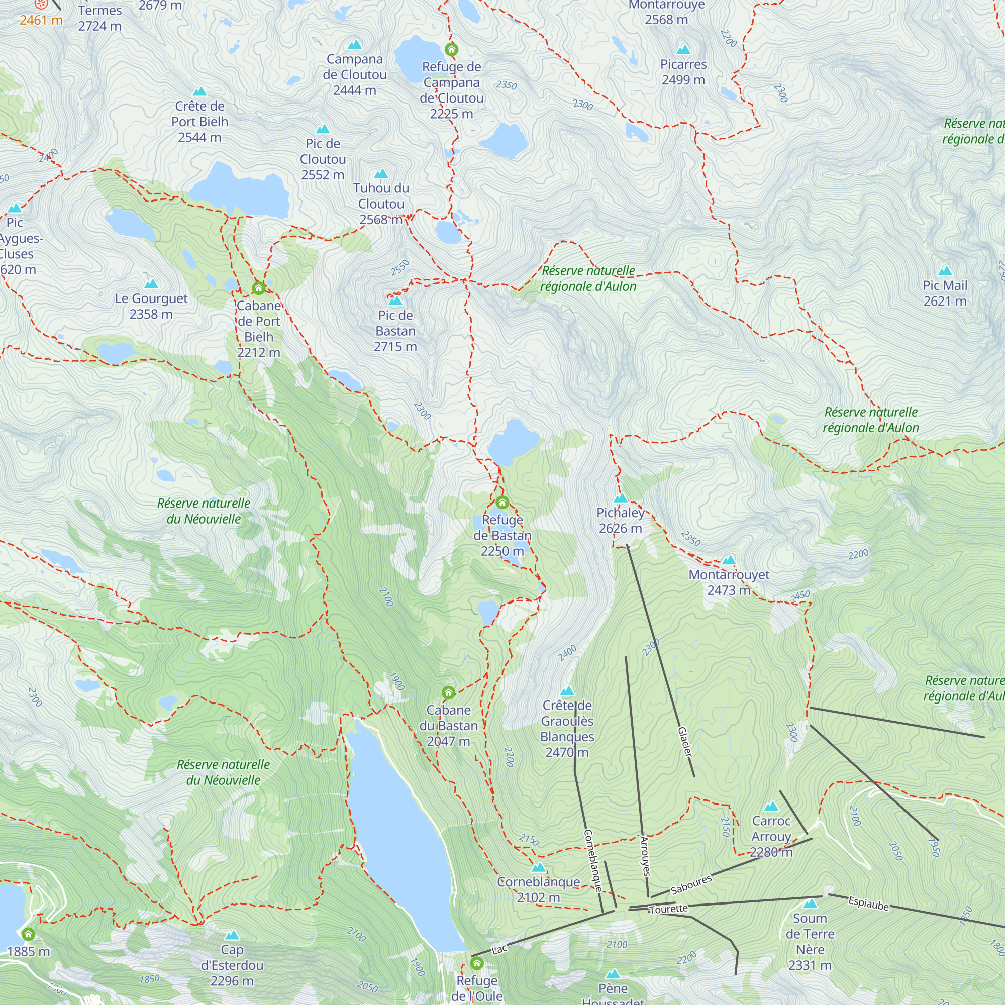 Refuge de Bastan map