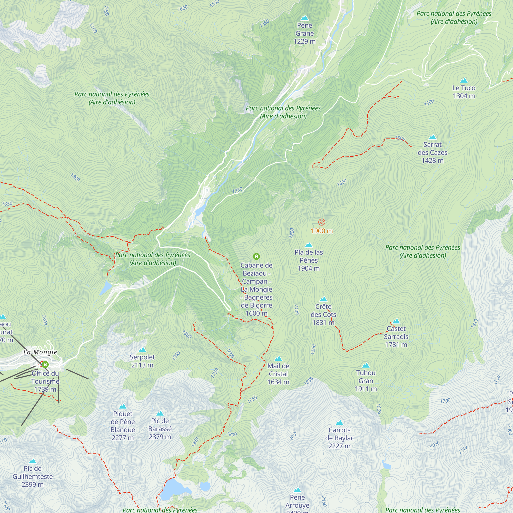 Cabane de Beziaou - Campan - La Mongie - Bagneres de Bigorre map
