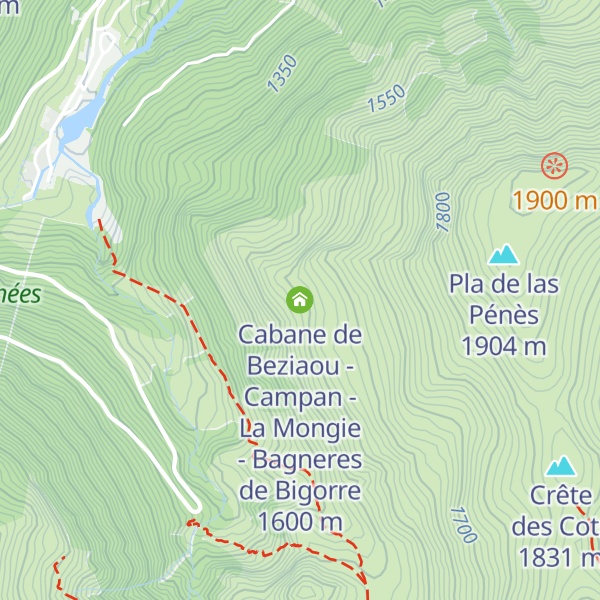 Map of Cabane de Beziaou - Campan - La Mongie - Bagneres de Bigorre