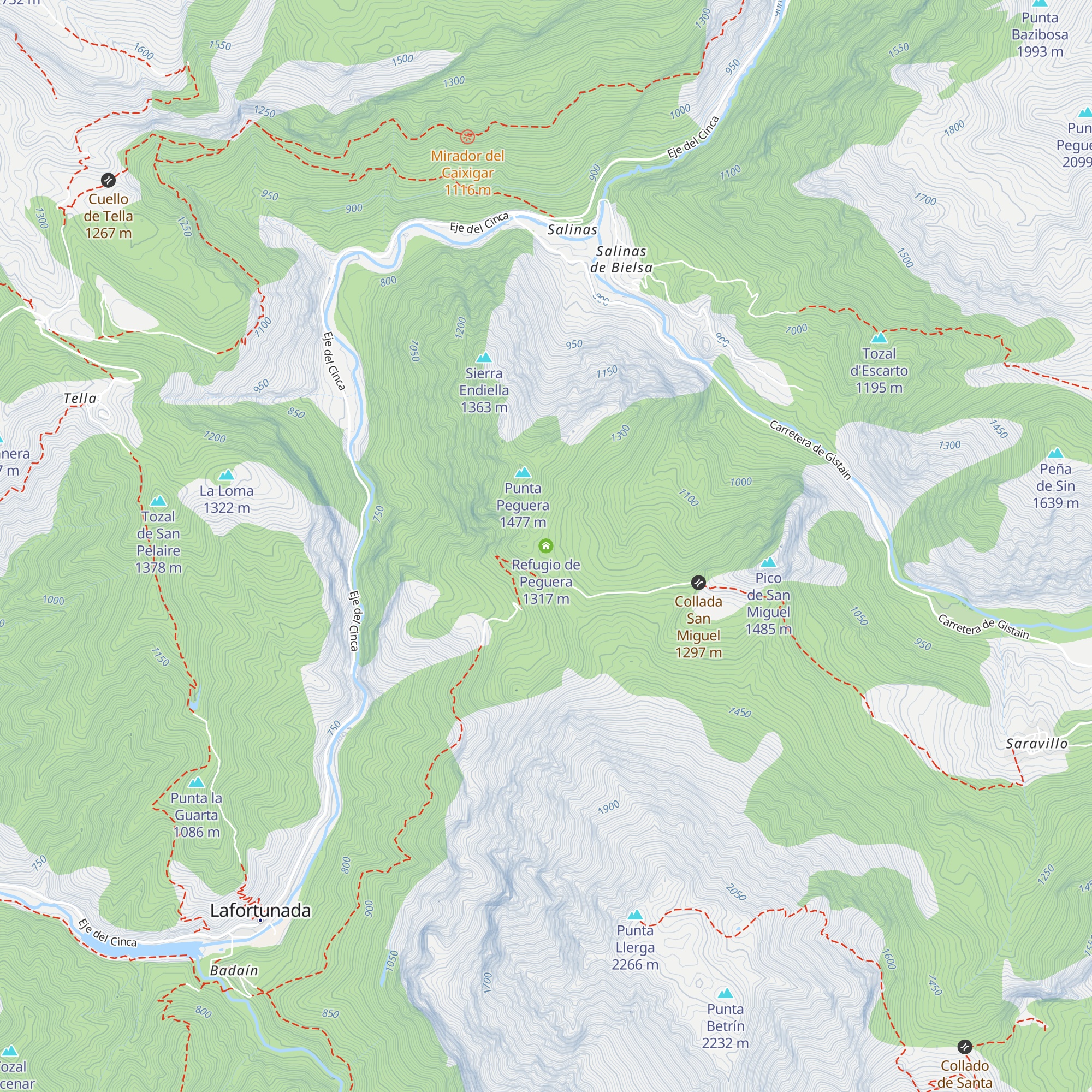 Refugio de Peguera map