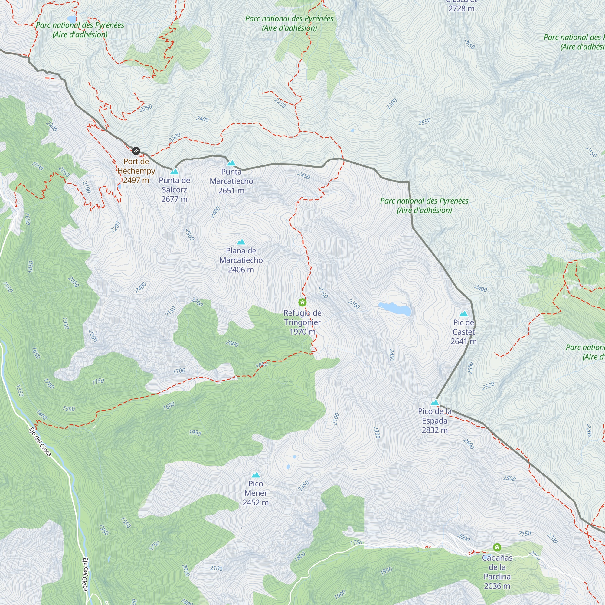 Refugio de Tringonier map