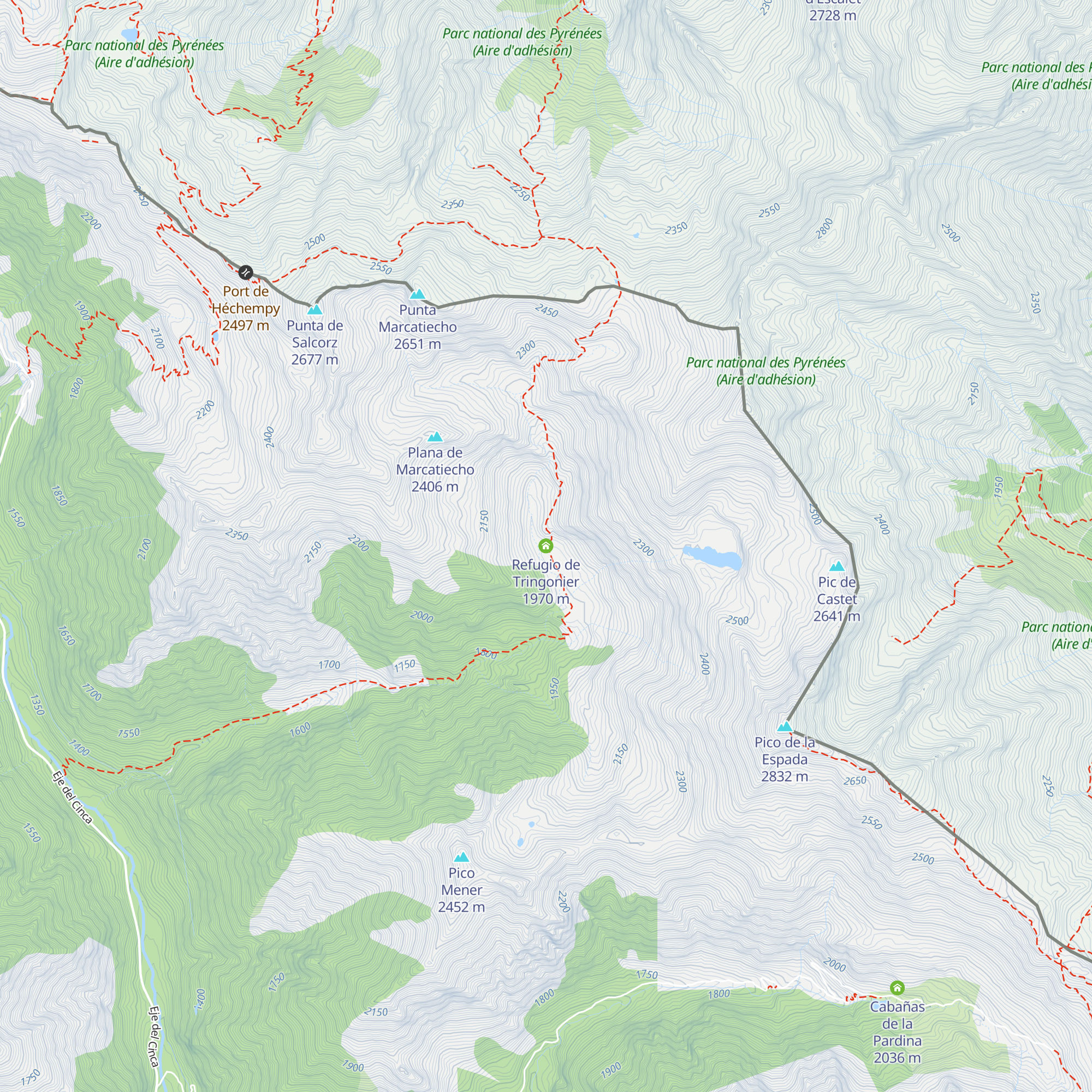 Refugio de Tringonier map