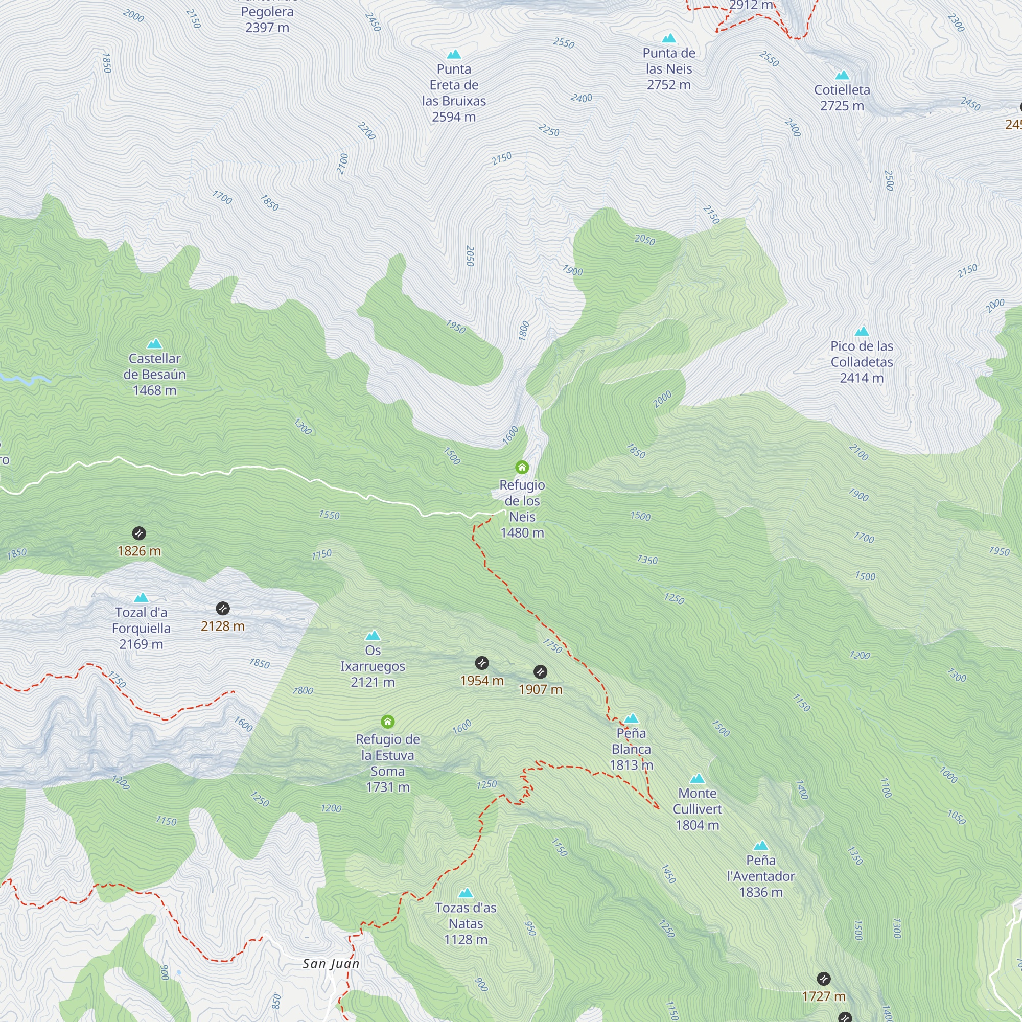 Refugio de Cullivert map