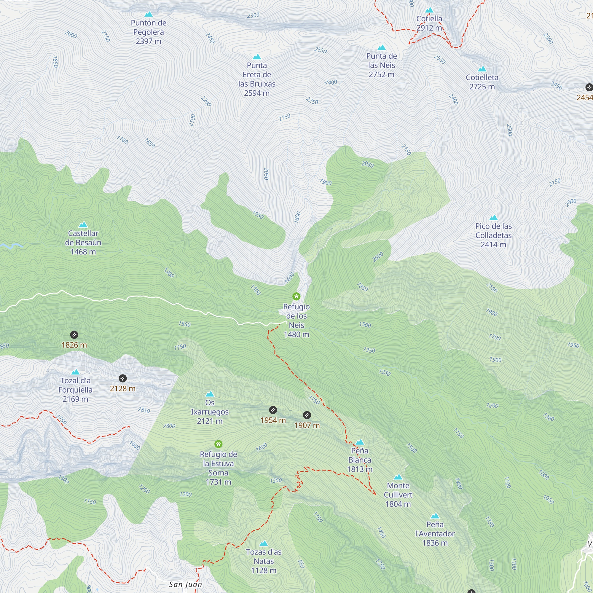Refugio de los Neis map
