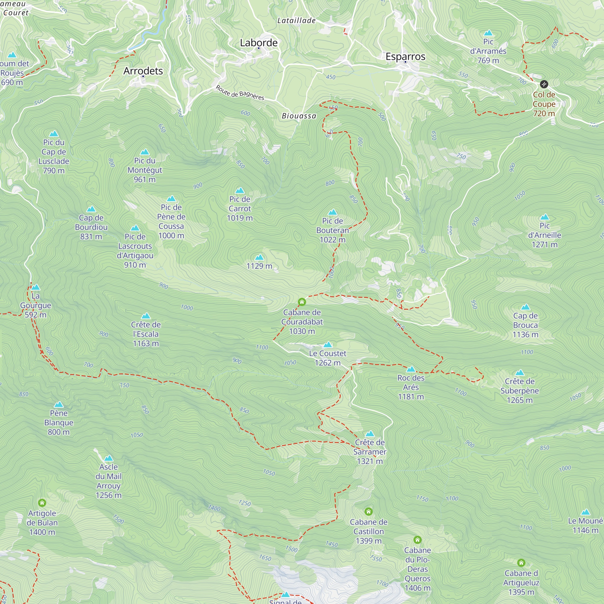 Cabane de Couradabat map