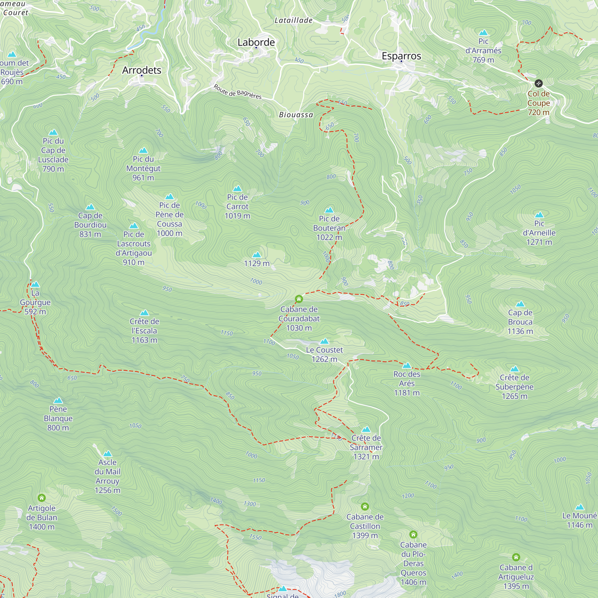 Cabane de Couradabat map