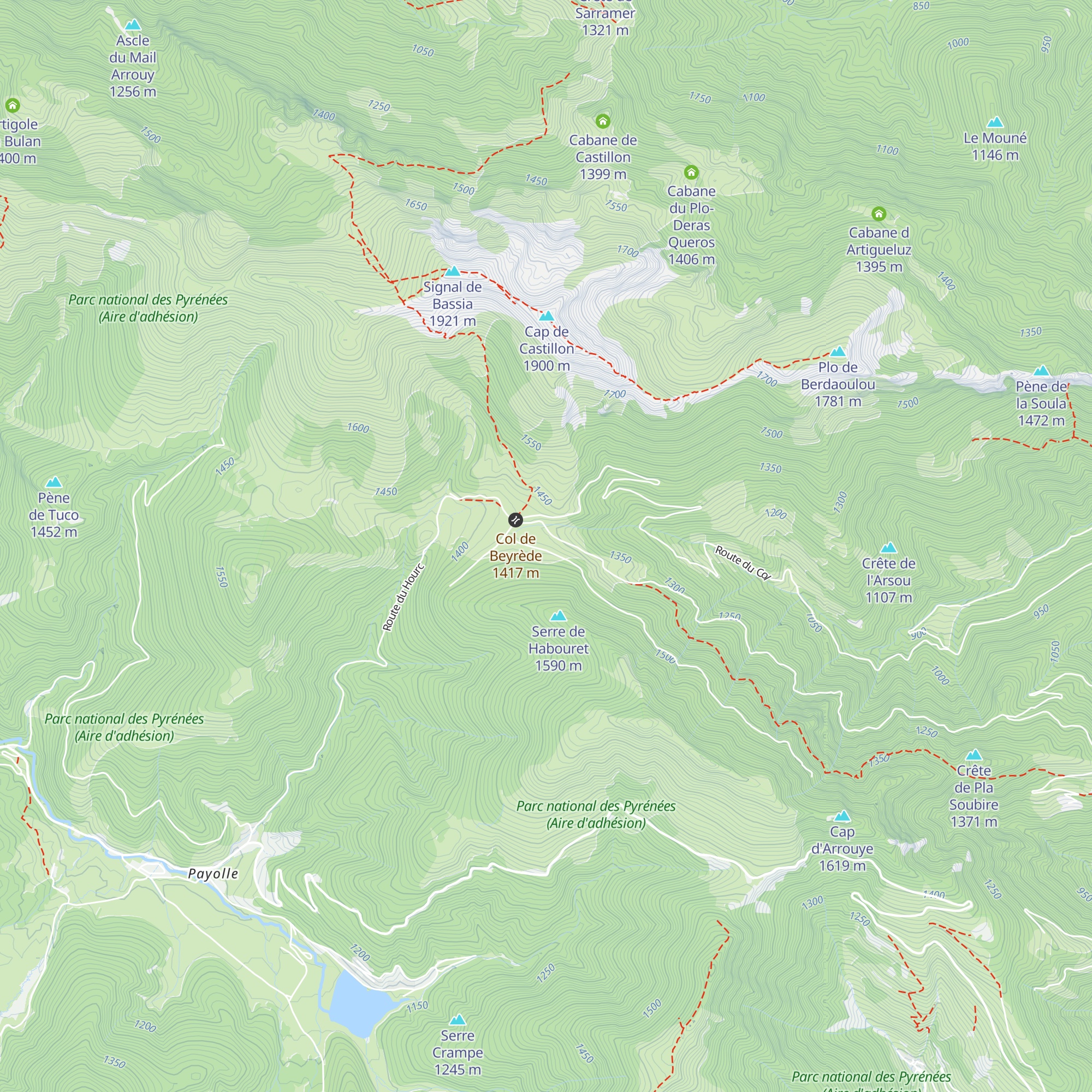 Cabanes de Beyrède map